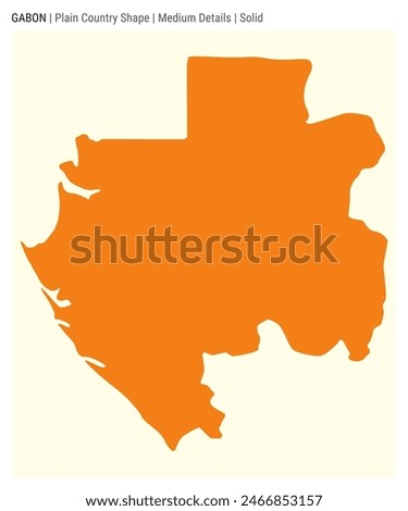 Gabon plain country map. Medium Details. Solid style. Shape of Gabon. Vector illustration.