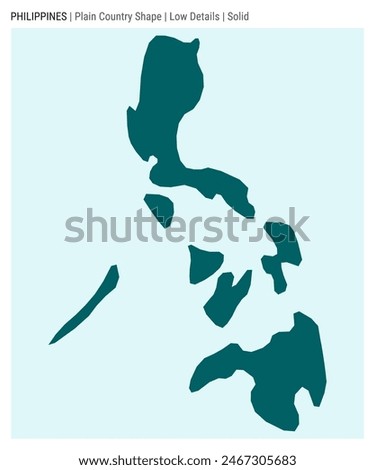 Philippines plain country map. Low Details. Solid style. Shape of Philippines. Vector illustration.