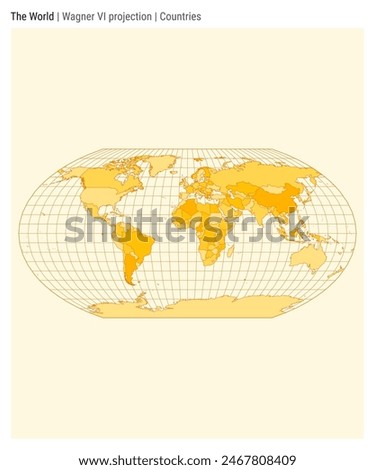 World Map. Wagner VI projection. Countries style. High Detail World map for infographics, education, reports, presentations. Vector illustration.