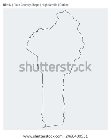 Benin plain country map. High details. Outline style. Shape of Benin. Vector illustration.