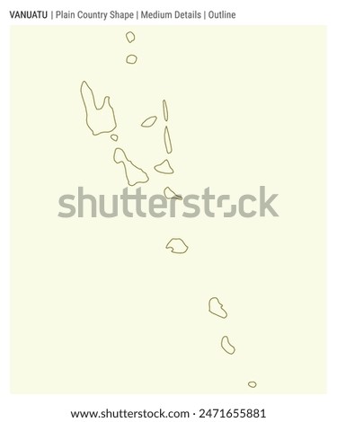 Vanuatu plain country map. Medium Details. Outline style. Shape of Vanuatu. Vector illustration.