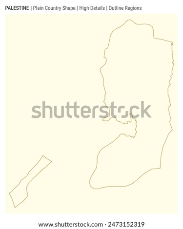 Palestine plain country map. High Details. Outline Regions style. Shape of Palestine. Vector illustration.