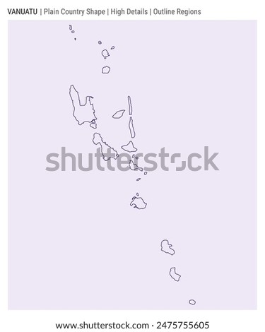 Vanuatu plain country map. High Details. Outline Regions style. Shape of Vanuatu. Vector illustration.