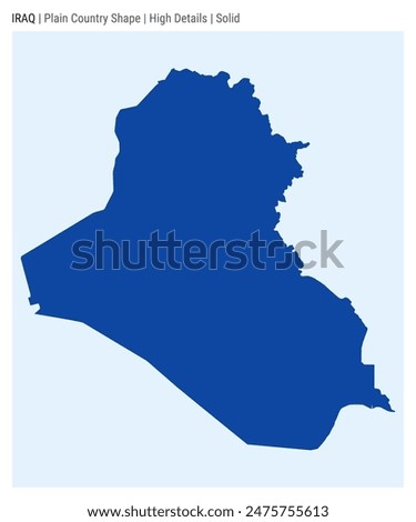 Republic of Iraq plain country map. High Details. Solid style. Shape of Republic of Iraq. Vector illustration.