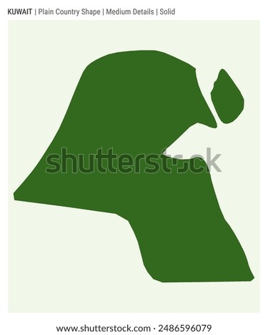 Kuwait plain country map. Medium Details. Solid style. Shape of Kuwait. Vector illustration.