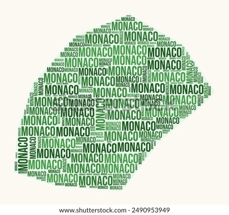 Monaco regions word cloud. Country logo design. Regions typography style vector image. Monaco colored text cloud. Elegant vector illustration.