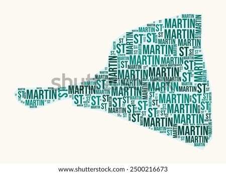 Saint Martin regions word cloud. Country logo design. Regions typography style vector image. Saint Martin colored text cloud. Vibrant vector illustration.