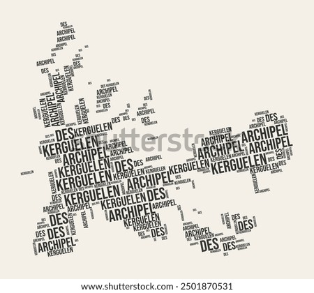 French Southern and Antarctic Lands Word Cloud. Country with regions division. French Southern and Antarctic Lands typographic text clouds vector image design.