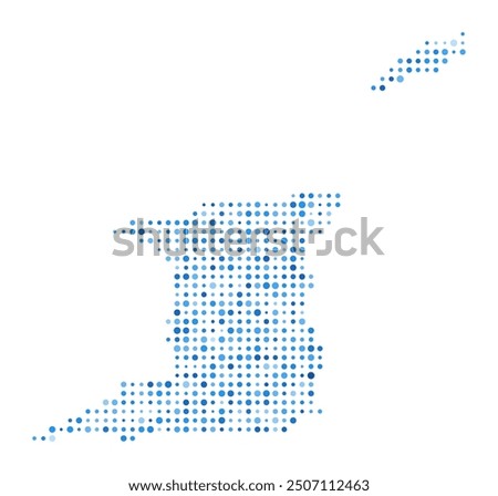 Trinidad and Tobago Dot Map. Country Digital Style Shape. Trinidad and Tobago vector image. Country shape blue circular dots. Artistic vector illustration.