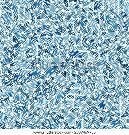 Abstract background with geometric mosaic shapes. Rounded solid shapes in frames. Small triangles size. Mono tone style. Repeatable pattern. Creative vector tiles. Seamless vector illustration.