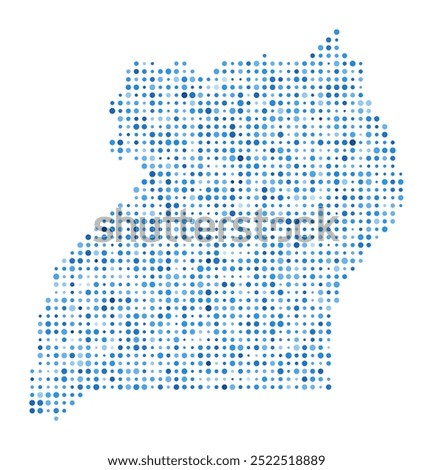 Uganda Dot Map. Country Digital Style Shape. Uganda vector image. Country shape blue circular dots. Amazing vector illustration.