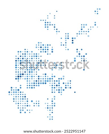 Orkney Islands Dot Map. Island Digital Style Shape. Orkney Islands vector image. Island shape blue circular dots. Modern vector illustration.