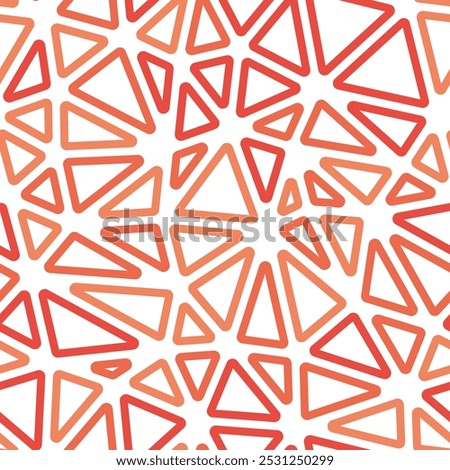 Pattern of triangle shapes. Medium triangles size. Mono tone style. Rounded triangles outlined. Repeatable pattern. Sunset Glow. Amazing vector tiles. Seamless vector illustration.