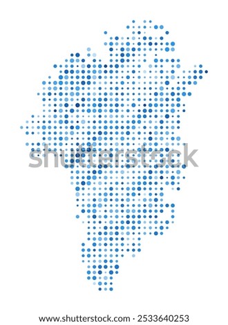 Greenland Dot Map. Country Digital Style Shape. Greenland vector image. Country shape blue circular dots. Artistic vector illustration.