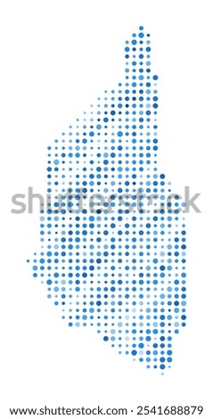 Kapas Island Dot Map. Digital Style Boundary Shape. Kapas Island vector image. Blue circular dots. Stylish vector illustration.