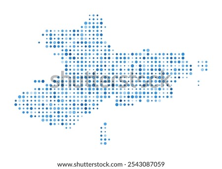 Union Island Dot Map. Digital Style Boundary Shape. Union Island vector image. Blue circular dots. Trending vector illustration.