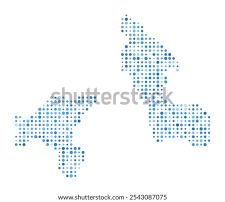 Cooper Island Dot Map. Digital Style Boundary Shape. Cooper Island vector image. Blue circular dots. Creative vector illustration.