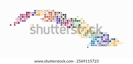 Cuba, shape of the country build of colored cells. Digital style map of the Cuba on white background. Small size square blocks. Modern vector illustration.