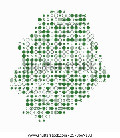 Niue, shape of the country built of colored cells. Digital style map of Niue on white background. Large size circle blocks. Amazing vector illustration.