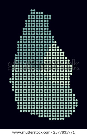 Montserrat dotted map. Digital style map of the country on dark background. Montserrat shape with circle dots. Colored dots style. Large size circles. Simple vector illustration.