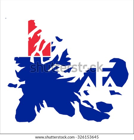 High resolution French Southern and Antarctic Lands map with country flag. Flag of the French Southern and Antarctic Lands  overlaid on detailed outline map isolated on white background
