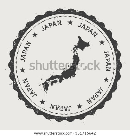 Japan. Hipster Round Rubber Stamp With Japan Map. Vintage Passport ...