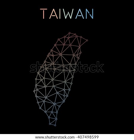 Taiwan, Republic Of China network map. Abstract polygonal map design. Network connections vector illustration.