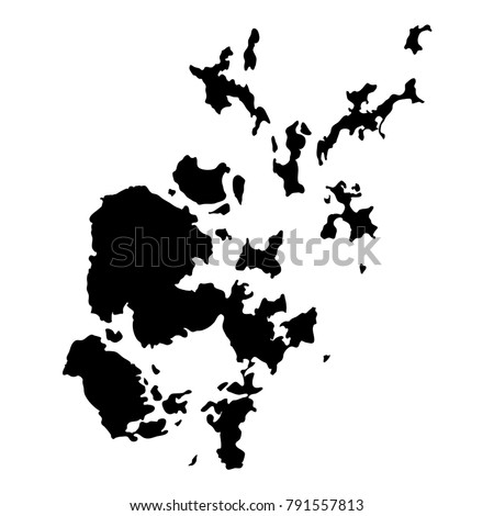Orkney Islands map. Island silhouette icon. Isolated Orkney Islands black map outline. Vector illustration.