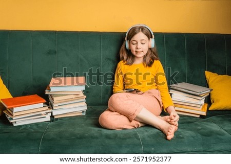 Similar – Image, Stock Photo Little Caucasian Girl Using Laptop on Bed