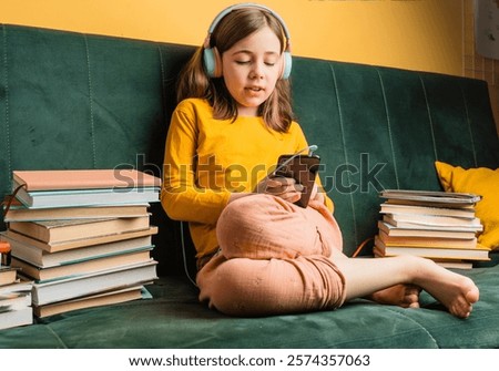 Similar – Image, Stock Photo Little Caucasian Girl Using Laptop on Bed