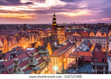 Similar – Image, Stock Photo Wroclaw city at night, aerial view