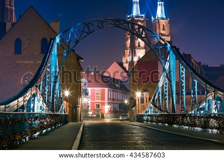 Landmark bridge to tum island in Wroclaw, Poland Zdjęcia stock © 