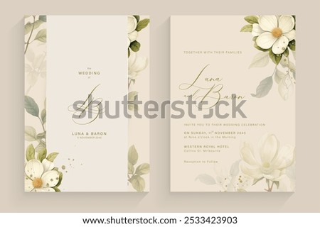 Aesthetic Wedding Invitation Template with White Flower Arrangement