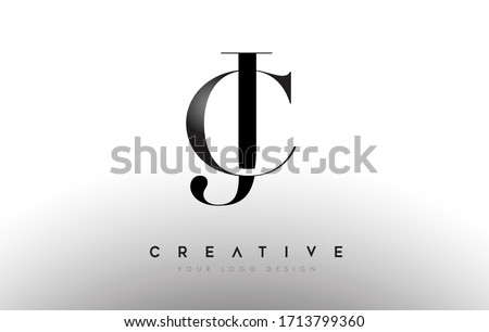 CJ cj letter design logo logotype icon concept with serif font and classic elegant style look vector illustration.