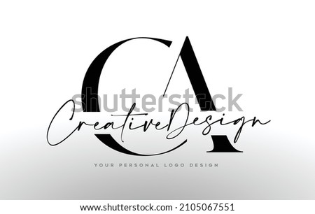 CA Letter Logo Design with Serif Font. CA Icon Logo with united Creative Lettering Minimalist Vector Illustration