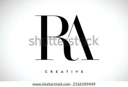 RA Artistic Letter Logo Design with Creative Serif Font in Black and White Colors Vector Illustration Stock fotó © 