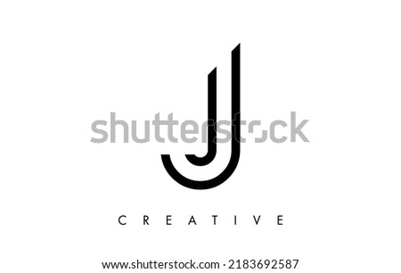 J Letter Logo Monogram with Black and White Lines and Minimalist Design Vector. Creative Modern Letter J Icon Sign Illustration. Stock fotó © 