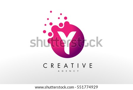 Dots Letter Y Logo. Y Letter Design Vector with Dots.