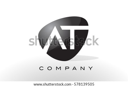 AT Logo. Letter Design Vector with Oval Shape and Black Colors.