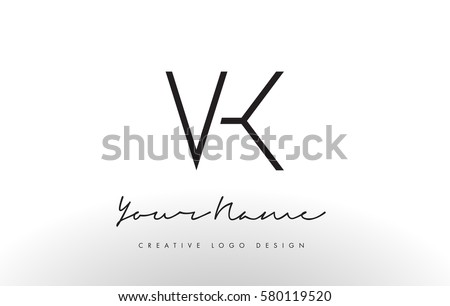 VK Letters Logo Design Slim. Simple and Creative Black Letter Concept Illustration.