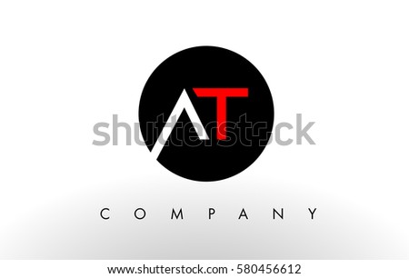 AT Logo.  Letter Design Vector with Red and Black Colors.