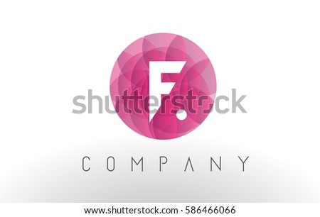 F Letter Logo Design with Circular Purple Rounded Pattern. 