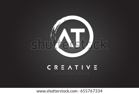 AT Circular Letter Logo with Circle Brush Design and Black Background.