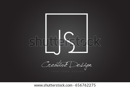 JS Square Framed Letter Logo Design Vector with Black and White Colors.