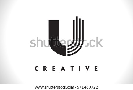 U Letter Logo With Black Lines Design. Line Letter Symbol Vector Illustration Stok fotoğraf © 