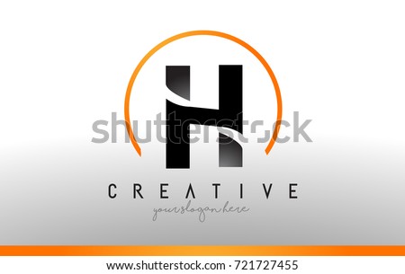 H Letter Logo Design with Black Orange Color. Cool Modern Icon Letters Logo Vector.