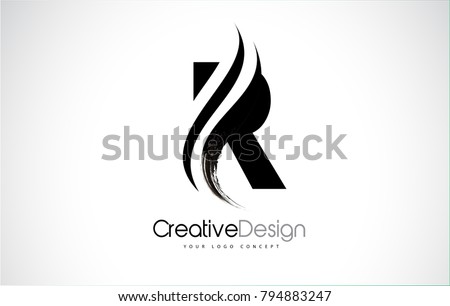 R Letter Design Brush Paint Stroke. Letter Logo with Black Paintbrush Stroke. Stock fotó © 