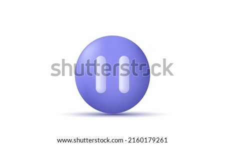 unique 3d design icon pause button on isolated on vector with isolated on white background.Trendy and modern vector in 3d style.