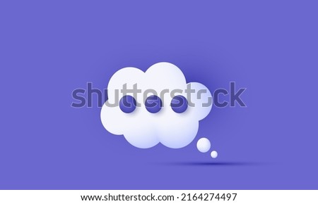 unique realistic speech cloud bubble chat message social media 3d icon isolated on background.Trendy and modern vector in 3d style.