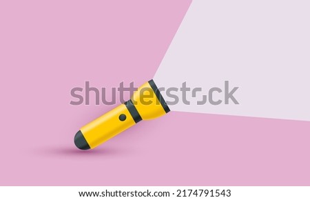 unique 3d yellow flashlight icon isolated on background.Trendy and modern vector in 3d style.